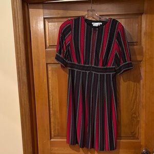 Maggy London Red and Black Striped Midi Dress